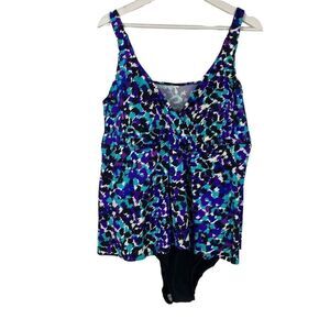 Penbrooke Splash Flyaway Fauxkini One-Piece Swimsuit 24W NEW